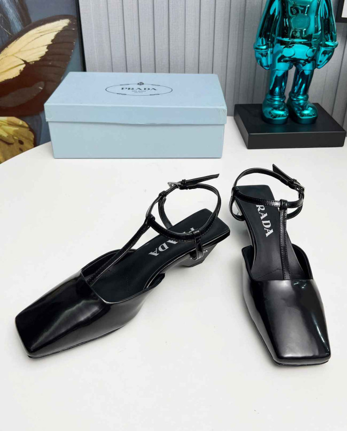 Prada Women's Square Toe T Strap shoes
