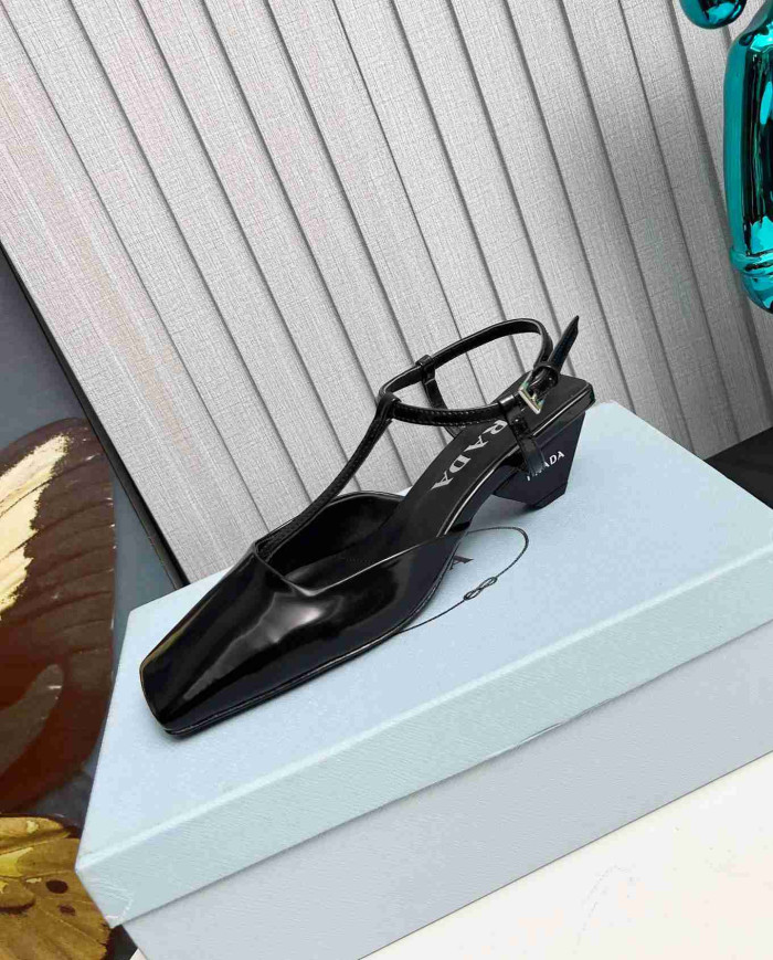 Prada Women's Square Toe T Strap shoes