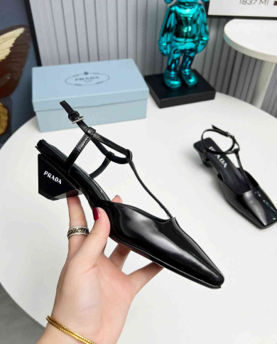 Prada Women's Square Toe T Strap shoes