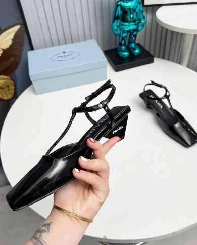 Prada Women's Square Toe T Strap shoes