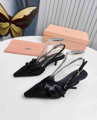 Miu Miu Rhinestone Pointed Toe Slingback shoes