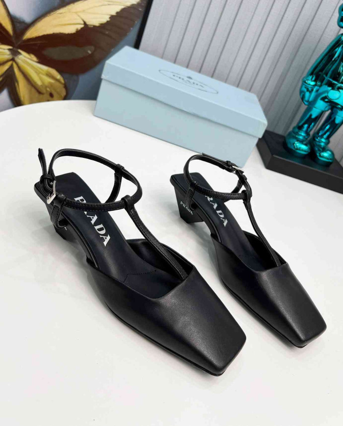 Prada Women's Square Toe T Strap shoes