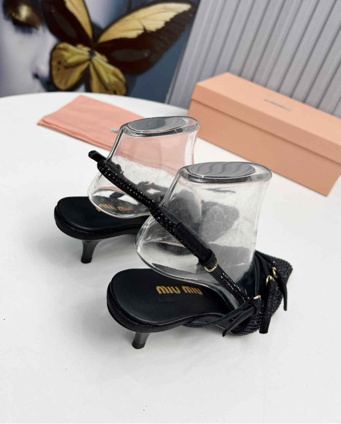 Miu Miu Rhinestone Pointed Toe Slingback shoes