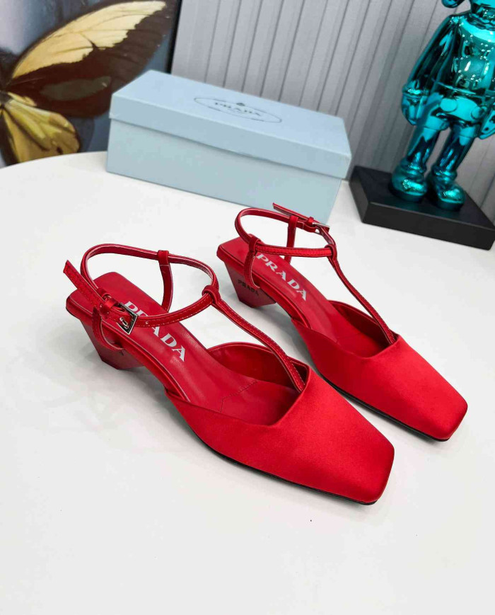 Prada Women's Square Toe T Strap shoes