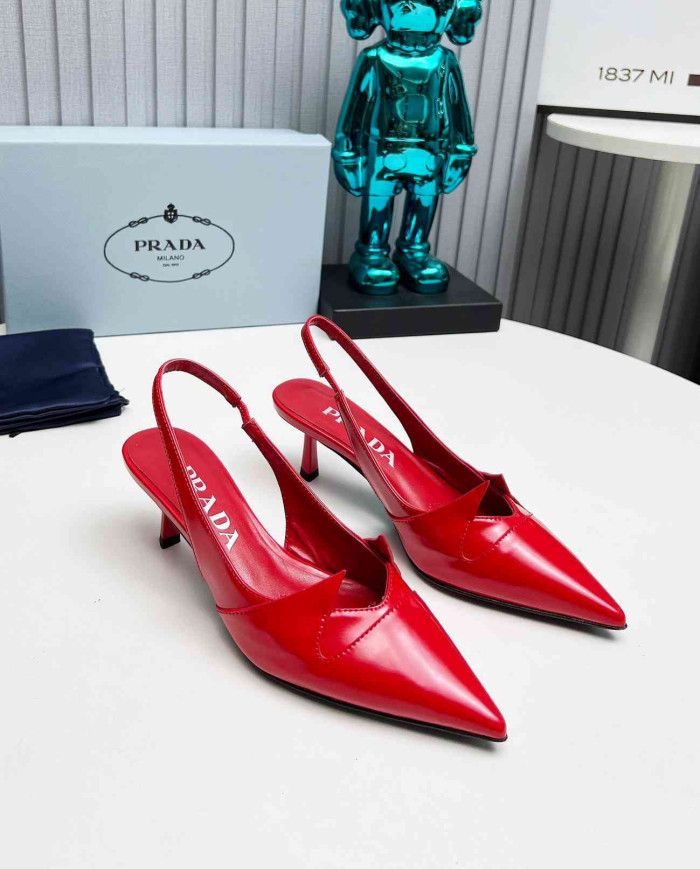 Prada Women's Silver Pointed Toe Kitten Heel Slingback Sandals