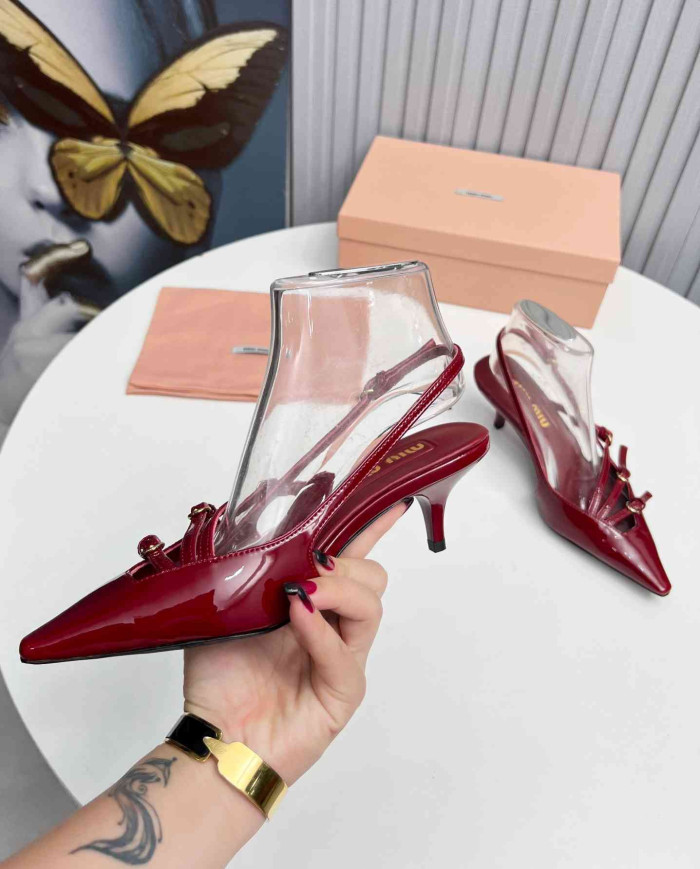 Miu Miu Women's Pointed Multi Strap Slingback Sandals