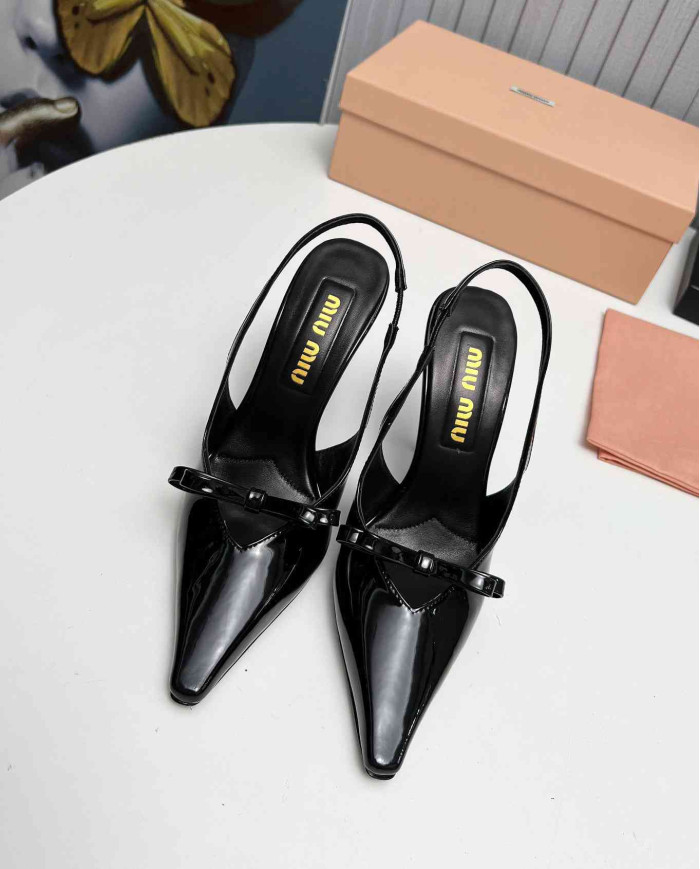 Miu Miu Women's Pointed Toe Bow Stiletto Slingback Pumps
