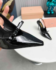 Miu Miu Women's Pointed Toe Bow Stiletto Slingback Pumps
