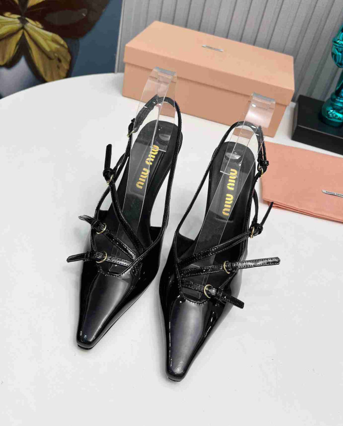 Miu Miu Women's Pointed Toe Multi Strap Stiletto Slingback Pumps