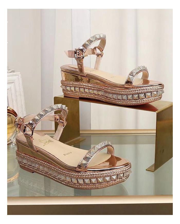 Christian Louboutin Women's Studded Platform Wedge Sandals