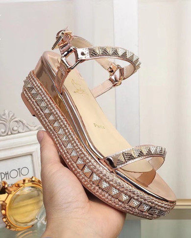 Christian Louboutin Women's Studded Platform Wedge Sandals