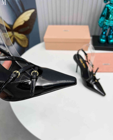 Miu Miu Women's Pointed Toe Multi Strap Stiletto Slingback Pumps
