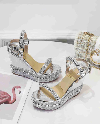 Christian Louboutin Women's Studded Platform Wedge Sandals