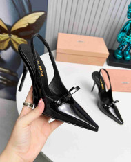 Miu Miu Women's Pointed Toe Bow Stiletto Slingback Pumps