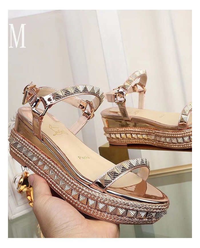 Christian Louboutin Women's Studded Platform Wedge Sandals