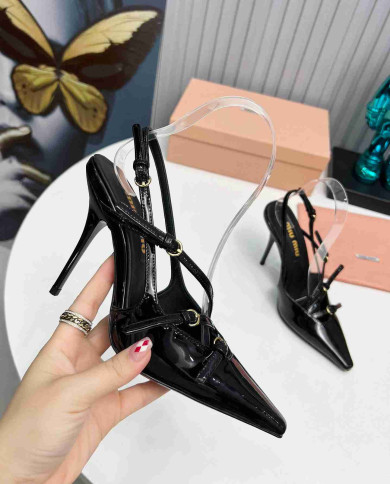 Miu Miu Women's Pointed Toe Multi Strap Stiletto Slingback Pumps