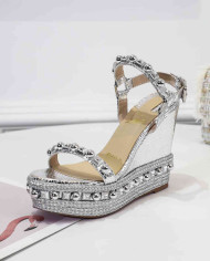 Christian Louboutin Women's Studded Platform Wedge Sandals