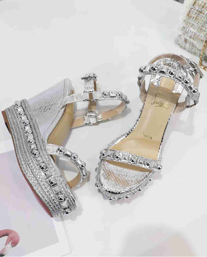 Christian Louboutin Women's Studded Platform Wedge Sandals