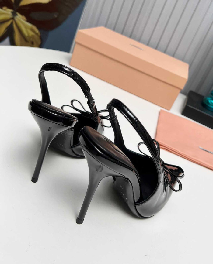 Miu Miu Women's Pointed Toe Bow Stiletto Slingback Pumps