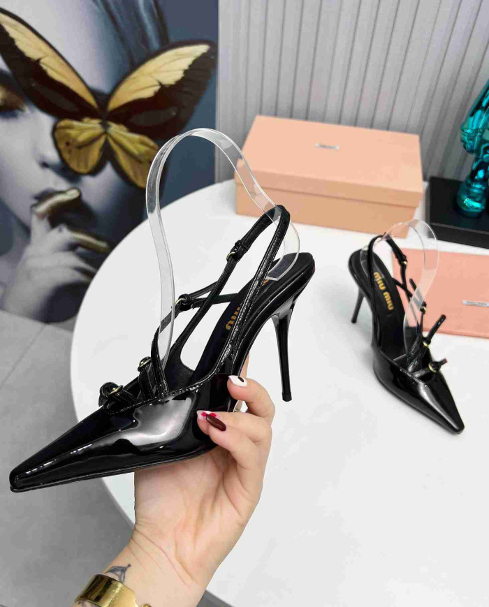 Miu Miu Women's Pointed Toe Multi Strap Stiletto Slingback Pumps