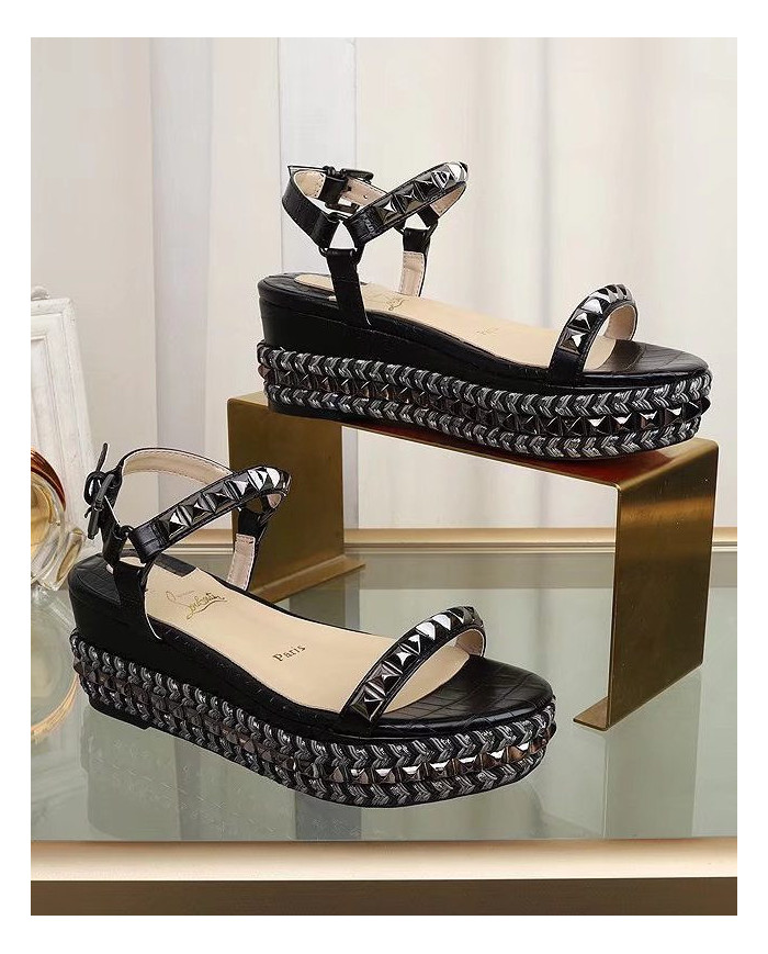 Christian Louboutin Women's Studded Platform Wedge Sandals