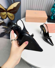 Miu Miu Women's Pointed Toe Bow Stiletto Slingback Pumps