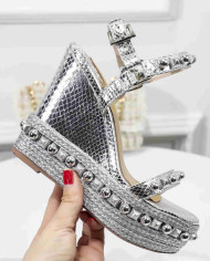 Christian Louboutin Women's Studded Platform Wedge Sandals