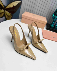 Miu Miu Women's Pointed Toe Bow Stiletto Slingback Pumps