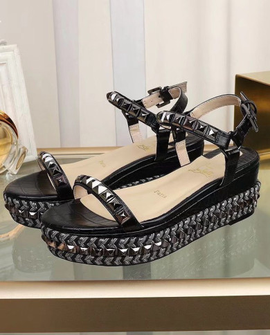 Christian Louboutin Women's Studded Platform Wedge Sandals