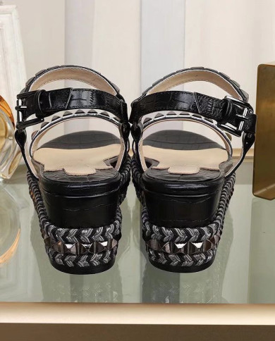 Christian Louboutin Women's Studded Platform Wedge Sandals