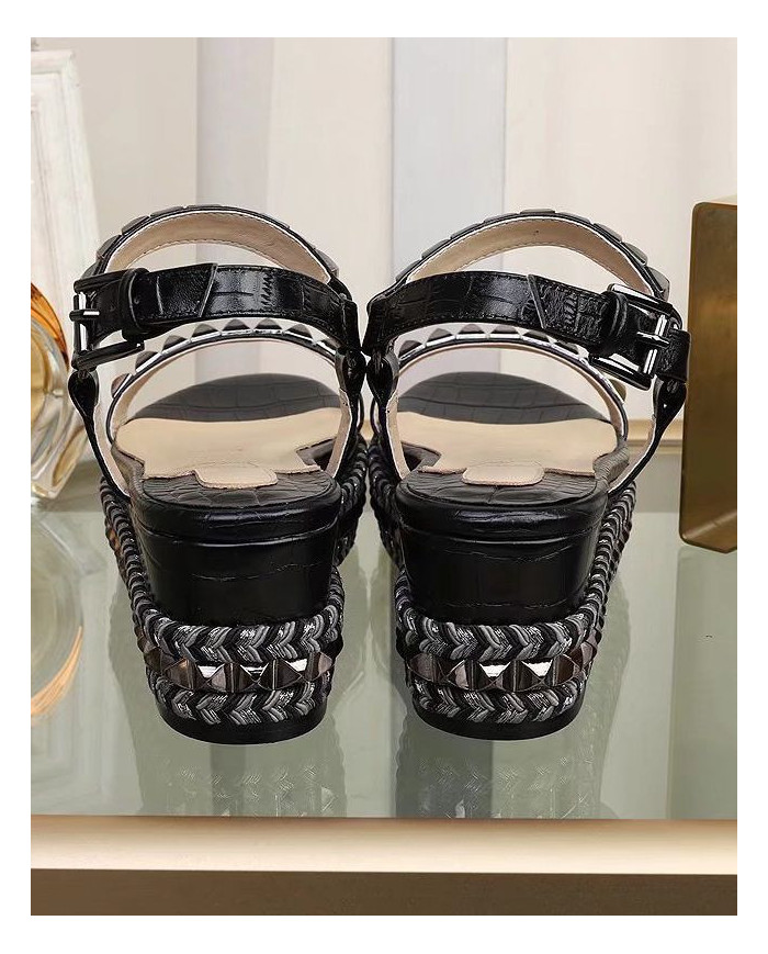 Christian Louboutin Women's Studded Platform Wedge Sandals