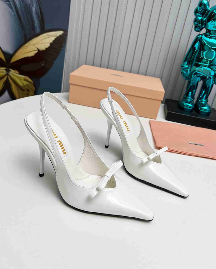 Miu Miu Women's Pointed Toe Bow Stiletto Slingback Pumps