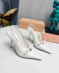 Miu Miu Women's Pointed Toe Bow Stiletto Slingback Pumps