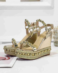 Christian Louboutin Women's Studded Platform Wedge Sandals