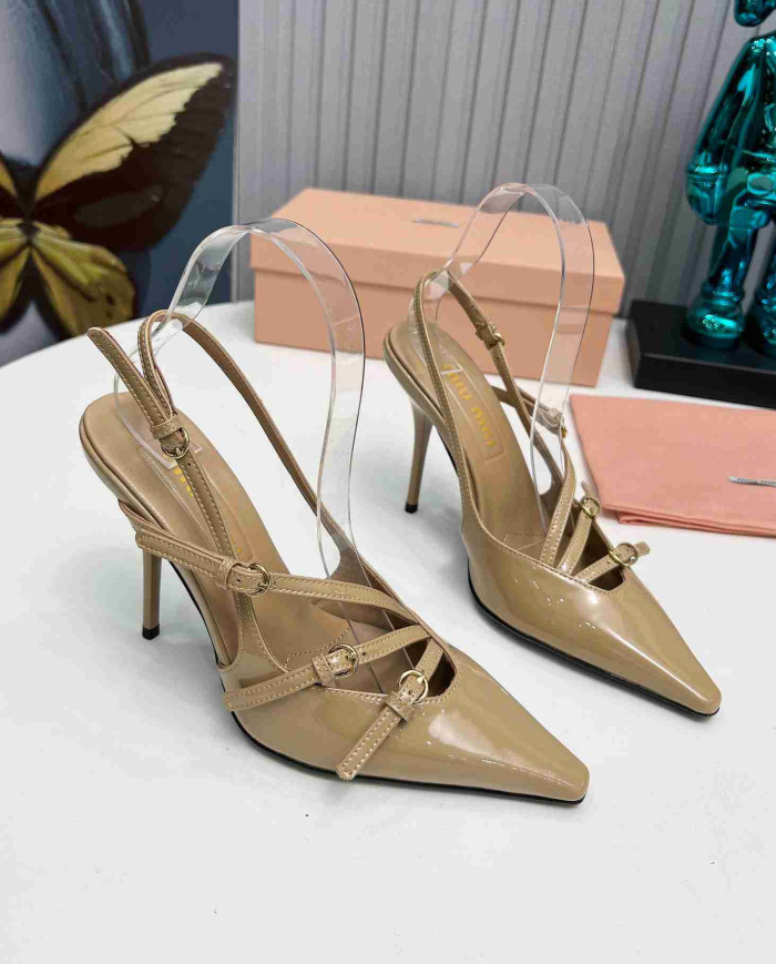 Miu Miu Women's Pointed Toe Multi Strap Stiletto Slingback Pumps