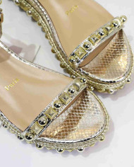 Christian Louboutin Women's Gold Studded Platform Wedge Sandals