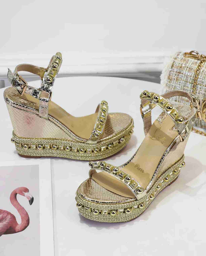 Christian Louboutin Women's Studded Platform Wedge Sandals