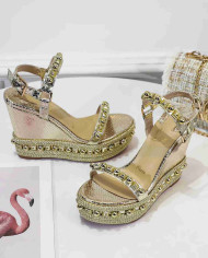 Christian Louboutin Women's Studded Platform Wedge Sandals