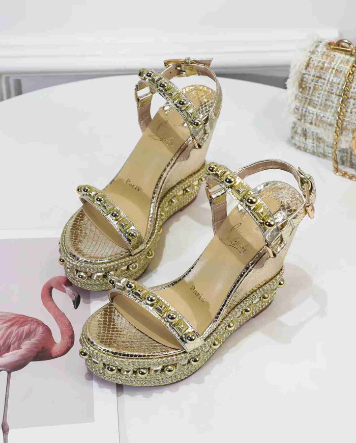 Christian Louboutin Women's Studded Platform Wedge Sandals