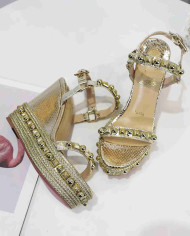Christian Louboutin Women's Studded Platform Wedge Sandals