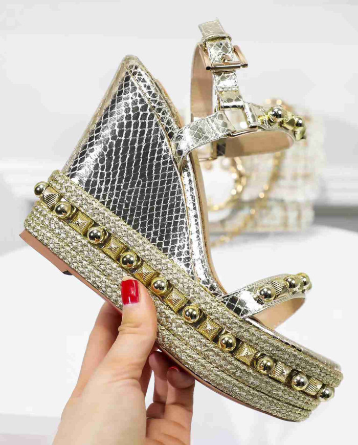 Christian Louboutin Women's Studded Platform Wedge Sandals