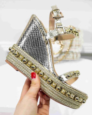 Christian Louboutin Women's Studded Platform Wedge Sandals