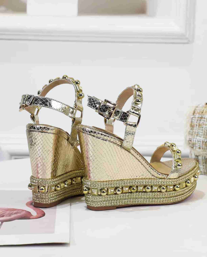 Christian Louboutin Women's Studded Platform Wedge Sandals