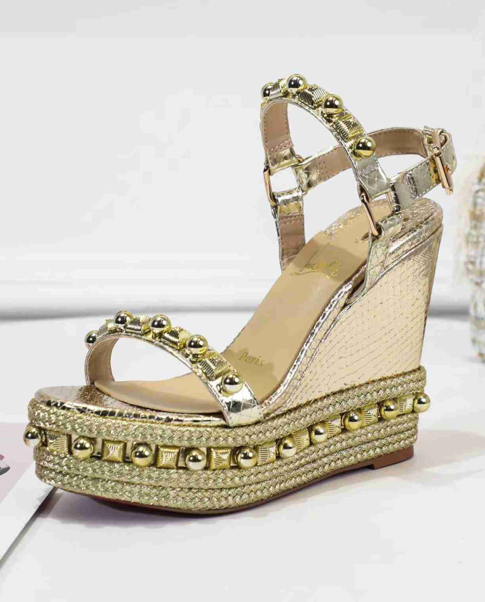 Christian Louboutin Women's Studded Platform Wedge Sandals