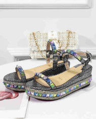 Christian Louboutin Women's Multi color Studded Platform Wedge