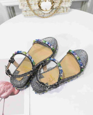 Christian Louboutin Women's Multi color Studded Platform Wedge