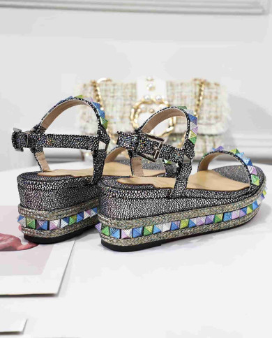 Christian Louboutin Women's Multi color Studded Platform Wedge