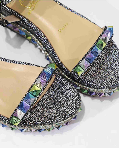 Christian Louboutin Women's Multi color Studded Platform Wedge