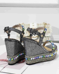 Christian Louboutin Women's Glitter Studded Platform Wedge Sandals