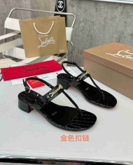 Christian Louboutin Women's Square Toe Chain T Strap sandals